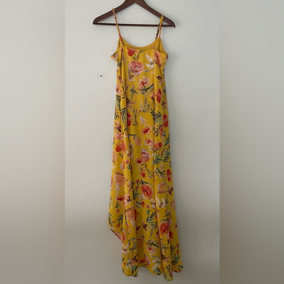 Lulu’s Yellow Floral Print High Low Asymmetrical Maxi Dress - Picture 3 of 12